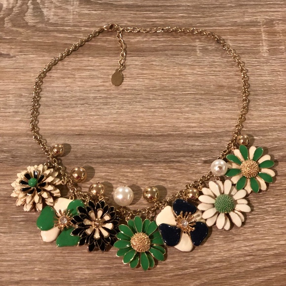 Simple Addiction Jewelry - Simple Addiction Green Navy Floral Necklace